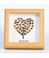 Natural Healing Crystal Energy Stones Tigerite Heart Shape Tree Photo Frame Tabletop Decoration