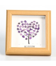 Natural Healing Crystal Energy Stones Amethyst Heart Shape Tree Photo Frame Tabletop Decoration