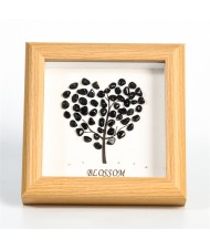 Natural Healing Crystal Energy Stones Obsidian Heart Shape Tree Photo Frame Tabletop Decoration