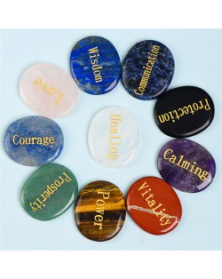 (10 Colors Available) 1 Piece Natural Healing Crystal Energy Stones Oval Shape Letters Worry Stone