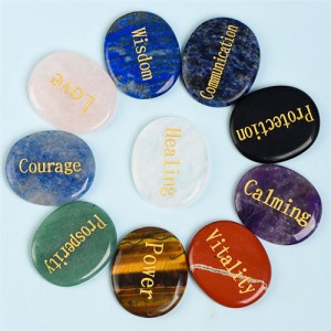 (10 Colors Available) 1 Piece Natural Healing Crystal Energy Stones Oval Shape Letters Worry Stone