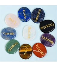 (10 Colors Available) 1 Piece Natural Healing Crystal Energy Stones Oval Shape Letters Worry Stone