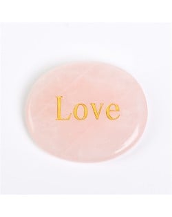 1 Piece Natural Healing Crystal Energy Stone Pink Crystal Oval Shape Letters Worry Stone
