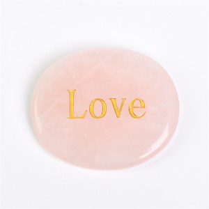 1 Piece Natural Healing Crystal Energy Stone Pink Crystal Oval Shape Letters Worry Stone