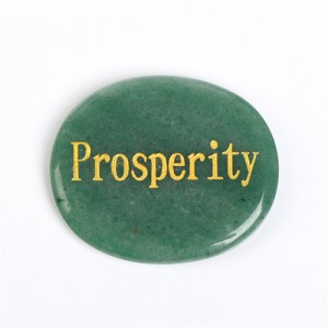 Green Aventurine Quartz Natural Healing Crystal Energy Stone Oval Shape Letters Worry Stone