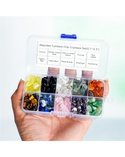 (10 Colors Set) 1 Box Natural Healing Crystal Wholesale Ore Specimen Polish Irregular Macadam Energy Stones