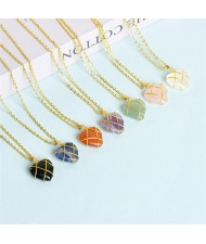 (7 Colors Available) 1 Piece Natural Healing Crystal Energy Stone Wholesale Peach Heart Pendant Women Necklace
