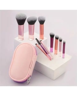 10 Pieces Set High Quality Candy Color Wholesale Mascara Brush Makeup Brushes with Bag