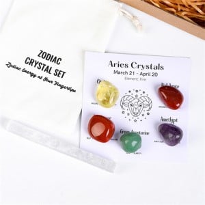 Aries Twelve Constellations Theme Energy Stones Set Healing Crystal Kit for Beginners Reiki Meditation