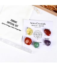 Aries Twelve Constellations Theme Energy Stones Set Healing Crystal Kit for Beginners Reiki Meditation