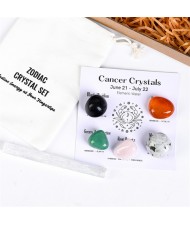 Cancer Twelve Constellations Theme Energy Stones Set Healing Crystal Kit for Beginners Reiki Meditation