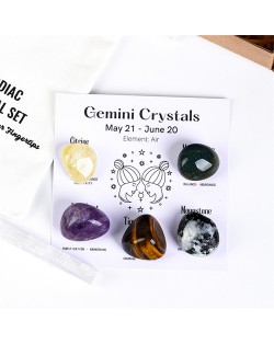 Gemini Twelve Constellations Theme Energy Stones Set Healing Crystal Kit for Beginners Reiki Meditation