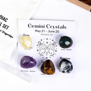 Gemini Twelve Constellations Theme Energy Stones Set Healing Crystal Kit for Beginners Reiki Meditation