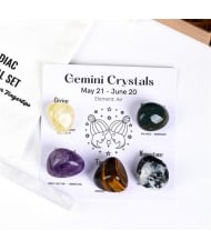 Gemini Twelve Constellations Theme Energy Stones Set Healing Crystal Kit for Beginners Reiki Meditation