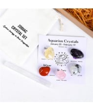 Aquarius Twelve Constellations Theme Energy Stones Set Healing Crystal Kit for Beginners Reiki Meditation