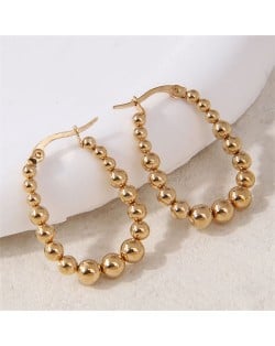 Hiphop Fashion Shining Balls Wholesale Women Stainless Steel Hoop Earrings