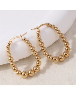 Hiphop Fashion Shining Balls Wholesale Women Stainless Steel Hoop Earrings