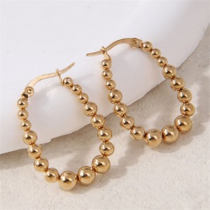 Hiphop Fashion Shining Balls Wholesale Women Stainless Steel Hoop Earrings