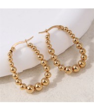 Hiphop Fashion Shining Balls Wholesale Women Stainless Steel Hoop Earrings