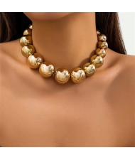 Punk Style Exaggerated Fashion Wholesale Big Beads Women Choker Necklace - Golden