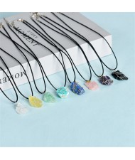 (8 Colors Available) 1 Piece Wholesale Healing Crystal Original Irregular Energy Stone Pendant Necklace