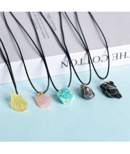 (8 Colors Available) 1 Piece Wholesale Healing Crystal Original Irregular Energy Stone Pendant Necklace