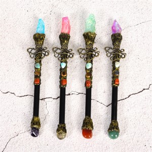 (4 Colors Available) 1 Piece Octopus Design Natural Healing Crystal Reiki Energy Stone Wholesale Short Magic Stick