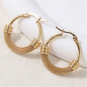 Hiphop High Fashion Golden Hoop Wholesale Women Stainless Steel Huggie Earrings