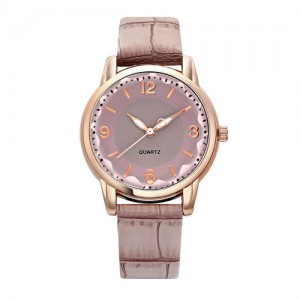 Creative Gradient Color Arabic Numerals Index Fashion Design Women Wholesale Wrist Watch - Khaki