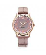 Creative Gradient Color Arabic Numerals Index Fashion Design Women Wrist Watch - Khaki