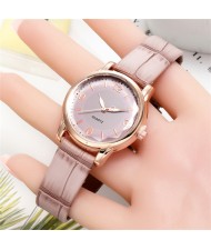 Creative Gradient Color Arabic Numerals Index Fashion Design Women Wrist Watch - Khaki