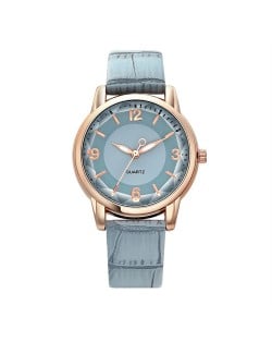 Creative Gradient Color Arabic Numerals Index Fashion Design Women Wholesale Wrist Watch - Blue