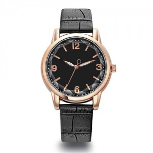 Creative Gradient Color Arabic Numerals Index Fashion Design Women Wholesale Wrist Watch - Black