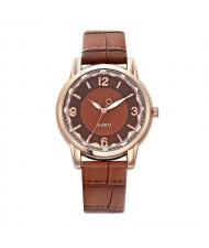 Creative Gradient Color Arabic Numerals Index Fashion Design Women Wholesale Wrist Watch - Brown