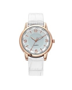 Creative Gradient Color Arabic Numerals Index Fashion Design Women Wholesale Wrist Watch - White