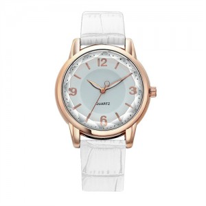 Creative Gradient Color Arabic Numerals Index Fashion Design Women Wholesale Wrist Watch - White
