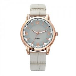 Creative Gradient Color Arabic Numerals Index Fashion Design Women Wholesale Wrist Watch - White