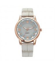 Creative Gradient Color Arabic Numerals Index Fashion Design Women Wholesale Wrist Watch - White