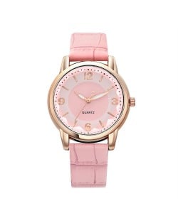 Creative Gradient Color Arabic Numerals Index Fashion Design Women Wholesale Wrist Watch - Pink