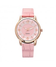 Creative Gradient Color Arabic Numerals Index Fashion Design Women Wholesale Wrist Watch - Pink