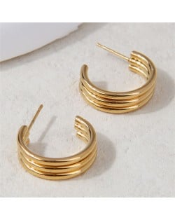 Semi-circle Design Wholesale Women Stainless Steel Stud Earrings