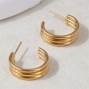 Semi-circle Design Wholesale Women Stainless Steel Stud Earrings