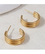 Semi-circle Design Wholesale Women Stainless Steel Stud Earrings