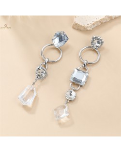 High Fashion Geometric Shape Design Acrylic Wholesale Women Dangle Costume Earrings - Clear