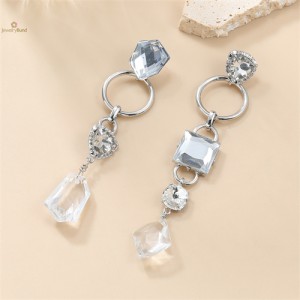 High Fashion Geometric Shape Design Acrylic Wholesale Women Dangle Costume Earrings - Clear