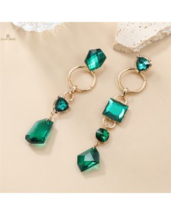 High Fashion Geometric Shape Design Acrylic Wholesale Women Dangle Costume Earrings - Green