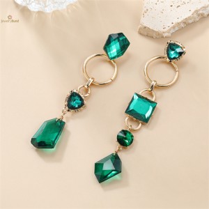 High Fashion Geometric Shape Design Acrylic Wholesale Women Dangle Costume Earrings - Green