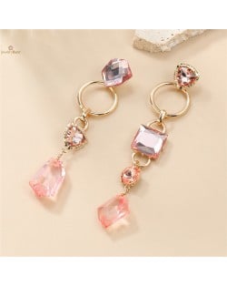High Fashion Geometric Shape Design Acrylic Wholesale Women Dangle Costume Earrings - Pink