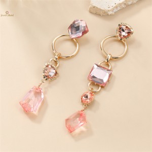 High Fashion Geometric Shape Design Acrylic Wholesale Women Dangle Costume Earrings - Pink