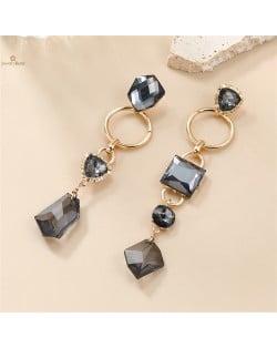 High Fashion Geometric Shape Design Acrylic Wholesale Women Dangle Costume Earrings - Gray